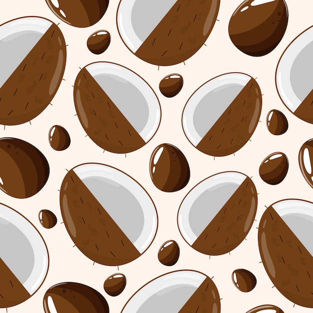 seamless pattern with decorated eggs with coconut and brown eggs for holiday poster