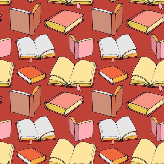 Vector seamless pattern with decorative books