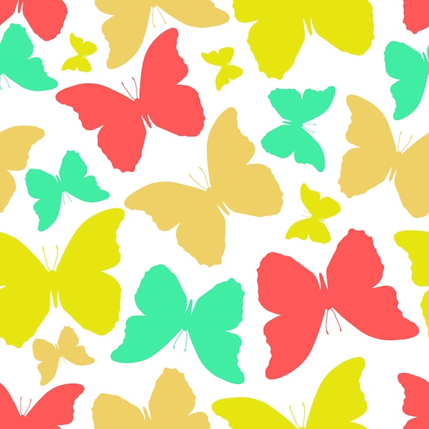 装飾的なカラフルな蝶とのシームレスなパターン
