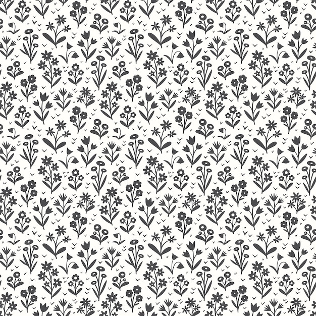 Seamless pattern with decorative doodle flowers vector illustration