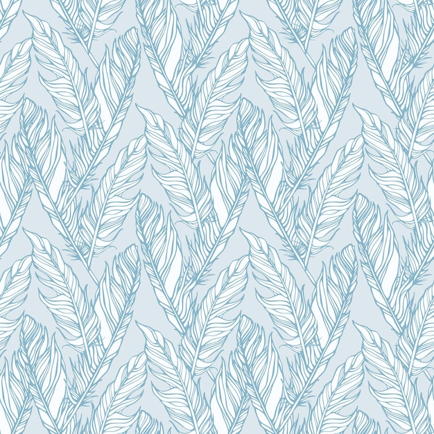 Seamless pattern with decorative feathers