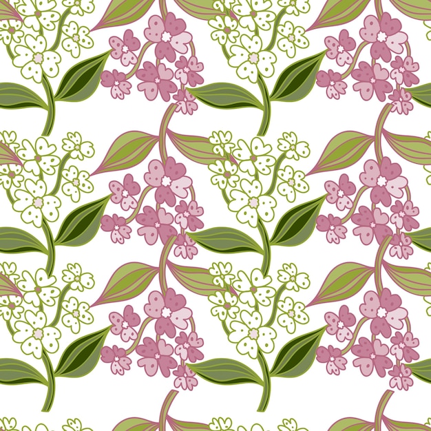 Seamless pattern with decorative flowers Floral background Cute plants endless backdrop