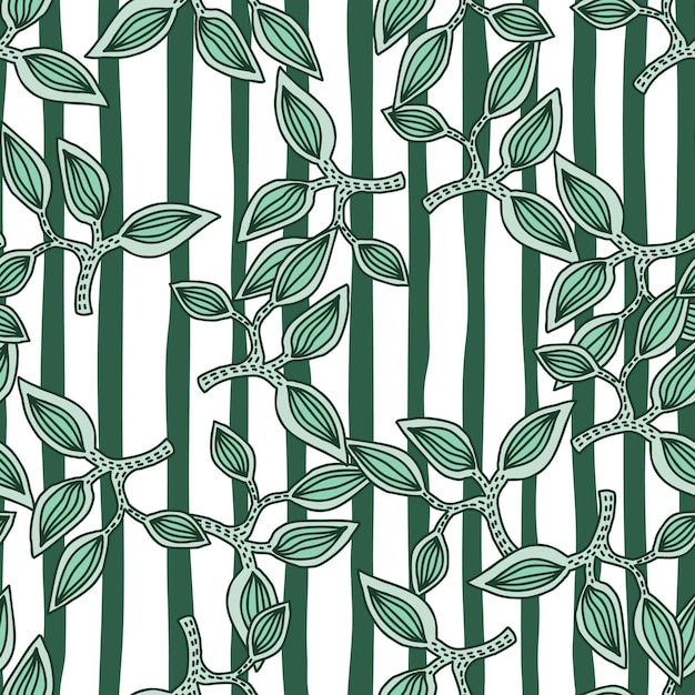 Vector seamless pattern with decorative leaves hand drawn exotic botanical texture sketch jungle leaf seamless wallpaper