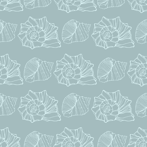 Vector seamless pattern with decorative shells