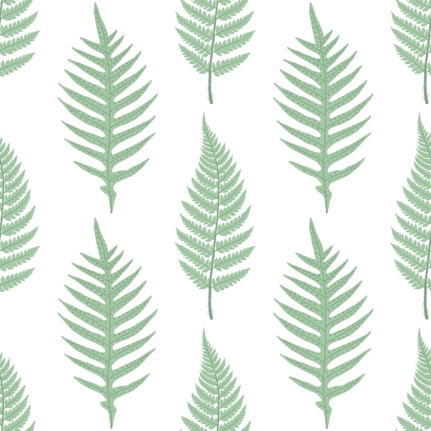 Vector seamless pattern with deep green fern fronds.