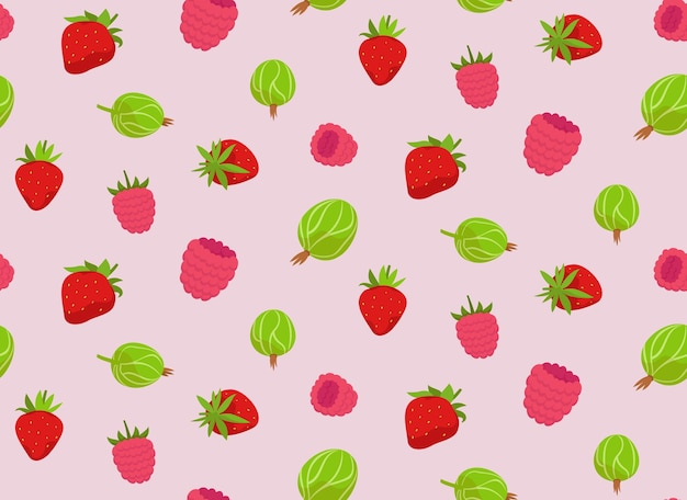 Seamless pattern with different berries