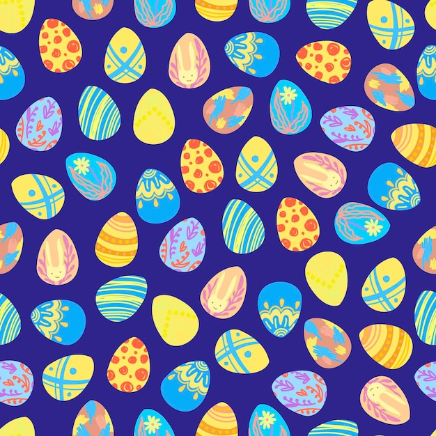 Seamless pattern with different easter eggs