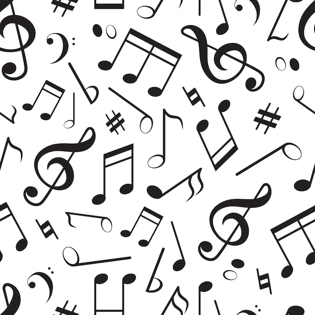 Seamless pattern with different music notes.