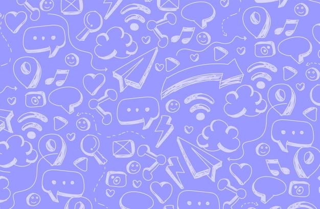 Vector a seamless pattern with different social media icons.