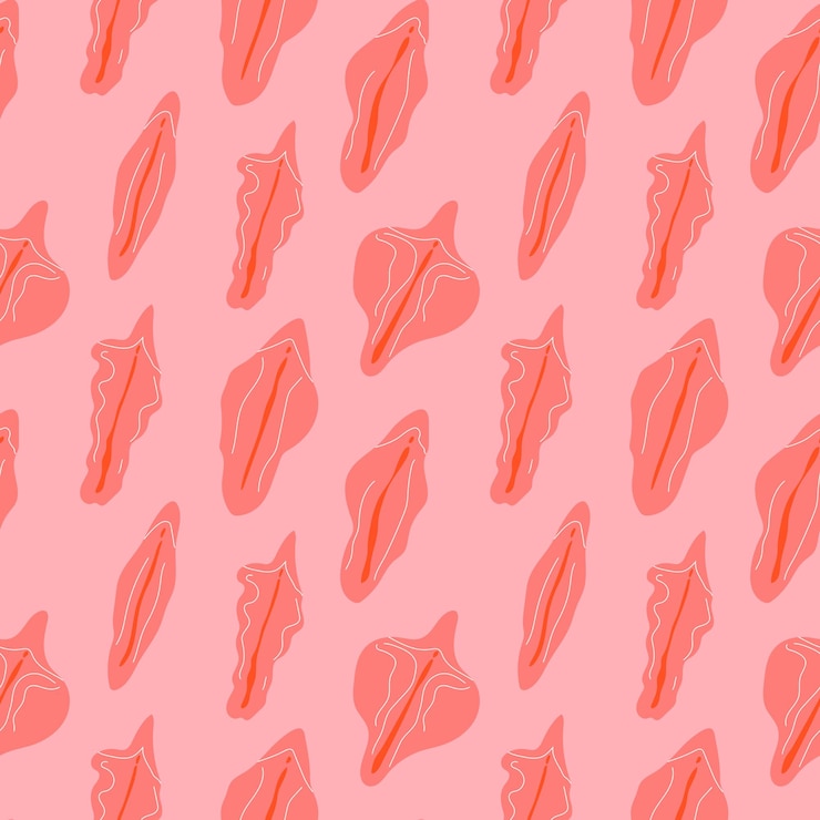 Vector seamless pattern with different type of female labia.  illustrator a vagina. vector