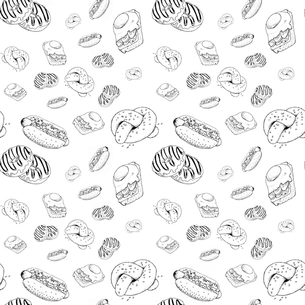 Seamless pattern with differentfood