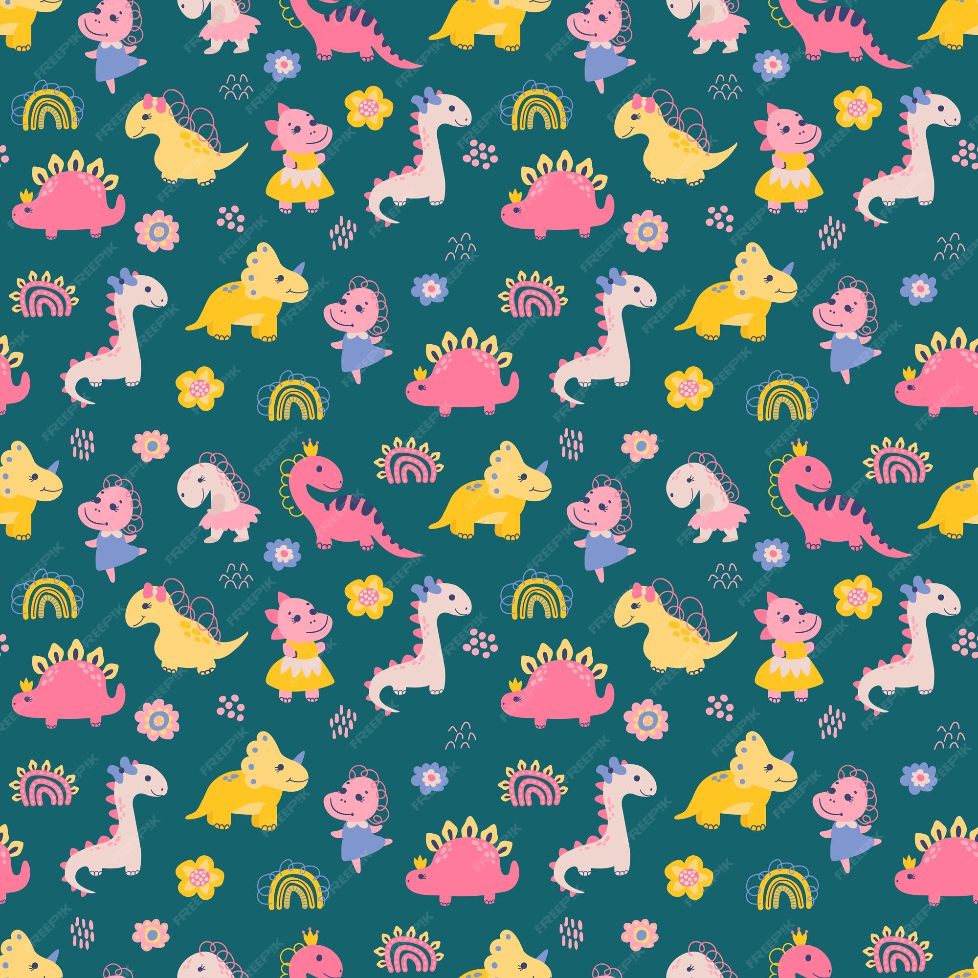 Dino background. Seamless pattern with dinosaurs, baby pattern. Cute vector  texture for kids bedding, fabric, wallpaper, wrapping paper, textile,  t-shirt print. Cartoon style, vector. 15643936 Vector Art at Vecteezy