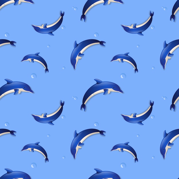 Vector seamless pattern with dolphins