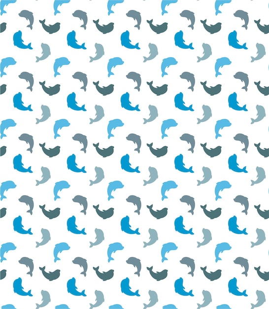 Seamless pattern with dolphins