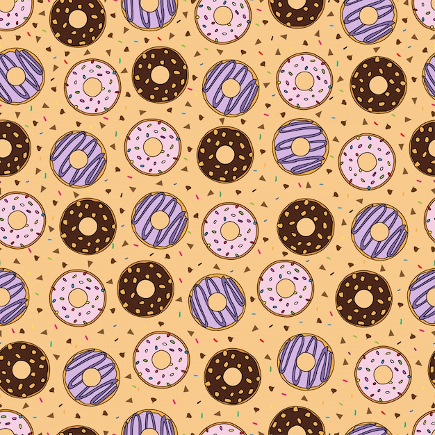 Seamless pattern with donuts.