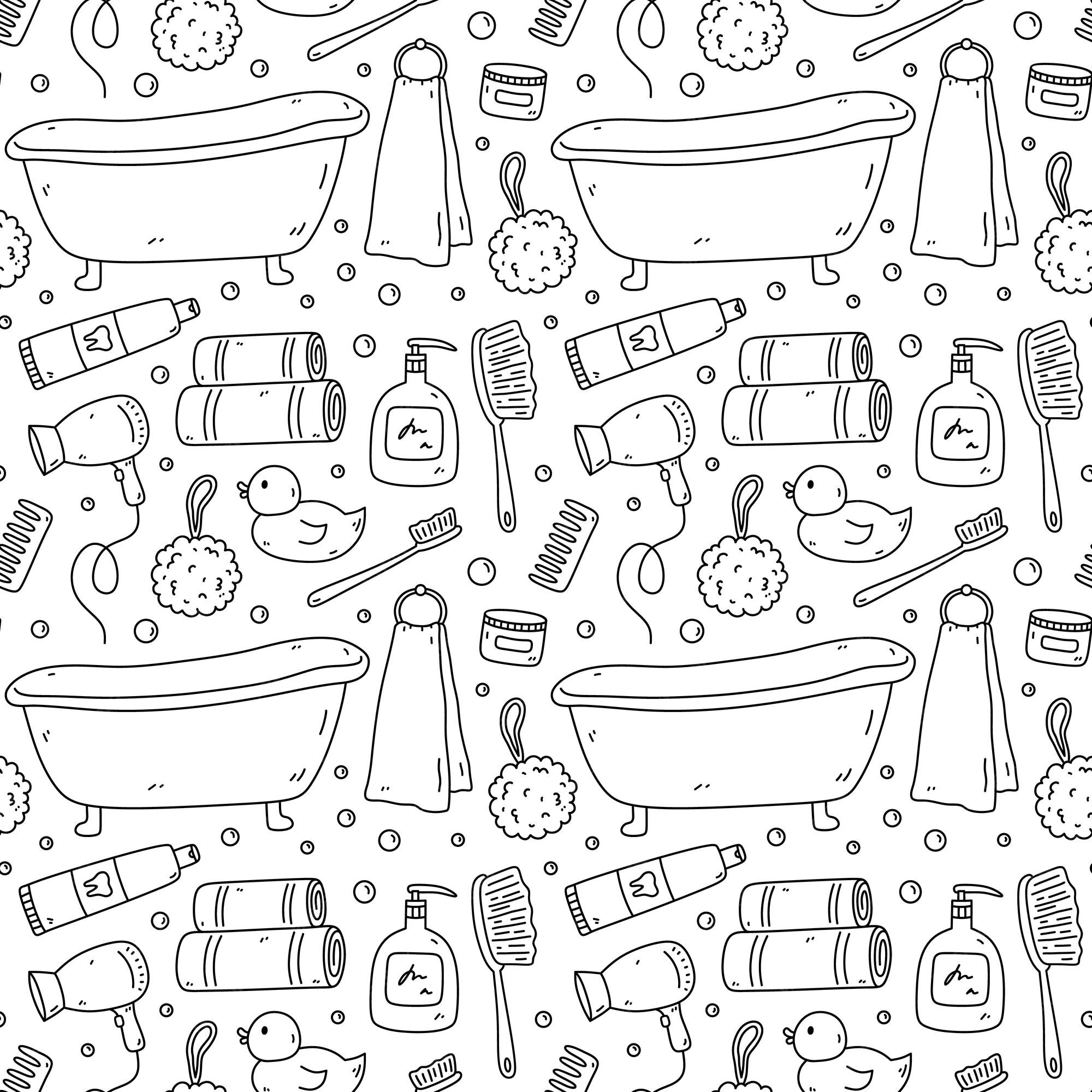 Premium Vector  Seamless pattern with doodle bath accessories