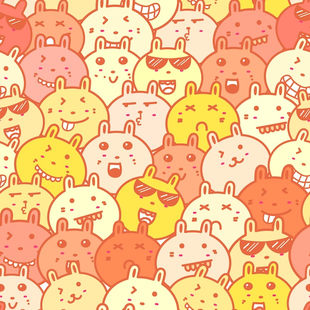 Seamless pattern with doodle bunny