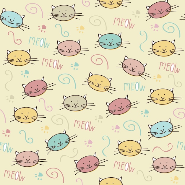 Seamless pattern  with doodle cats