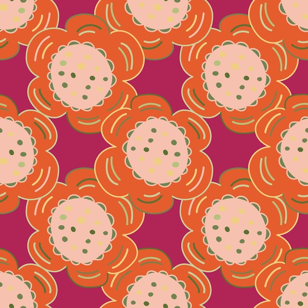Seamless pattern with doodle flowers