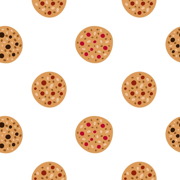 Seamless pattern with doodle granola cookies