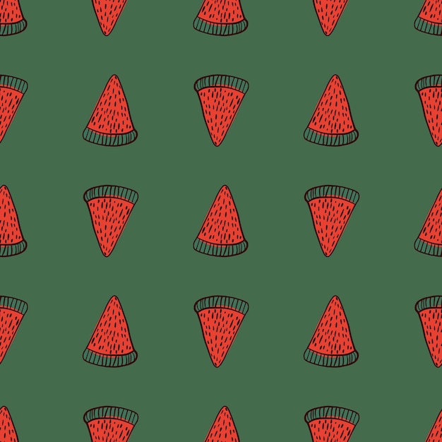 Seamless pattern with doodle watermelon slices.