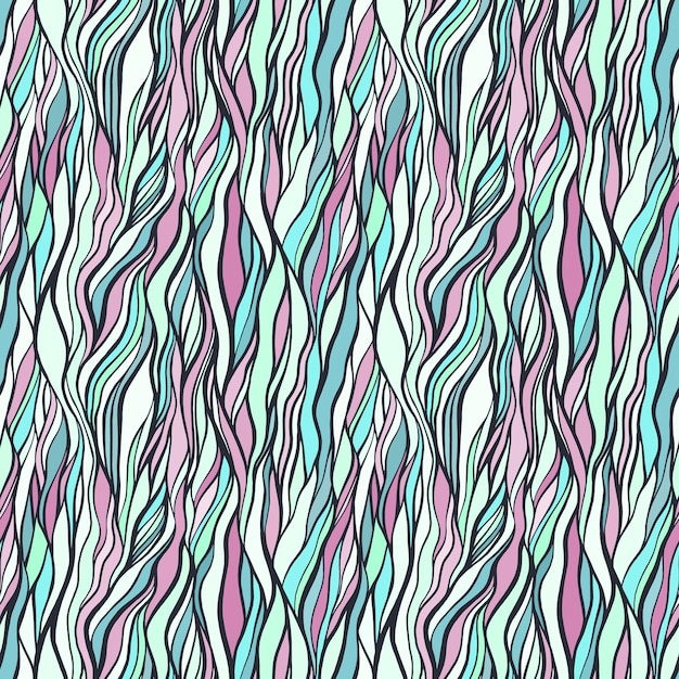 Seamless pattern with doodle waves ornament