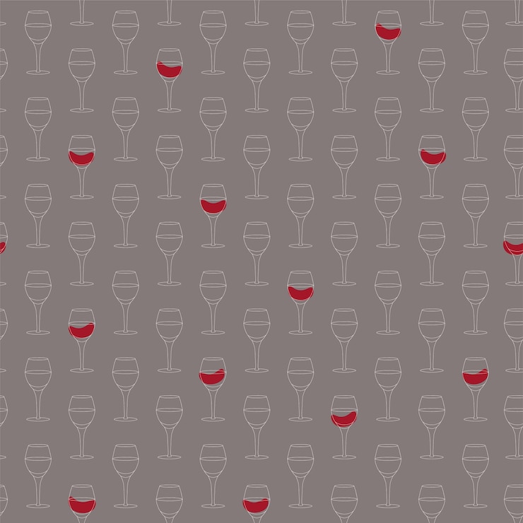 Vector seamless pattern with doodle wine glass. winery seamless pattern