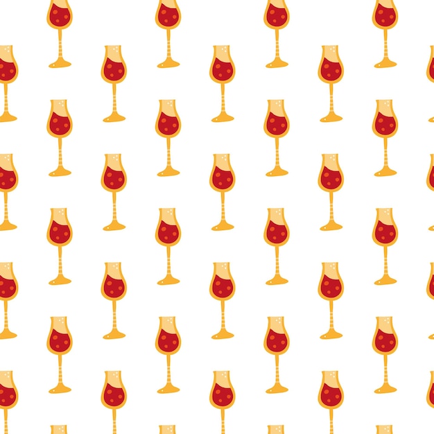 Seamless pattern with doodle wine in glass