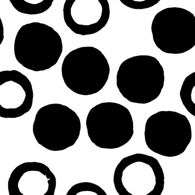 Seamless pattern with dots circles Black stains on white background