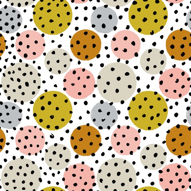 Seamless pattern with dots and circles