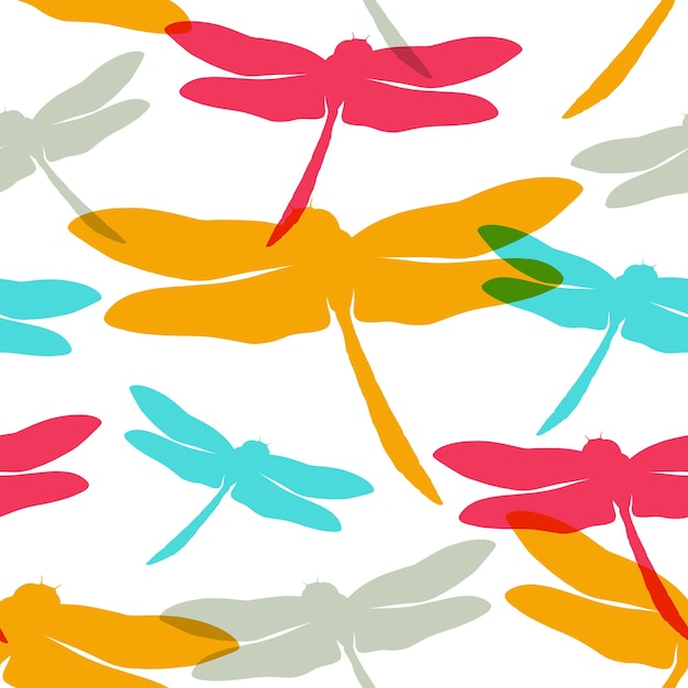 Seamless pattern with dragonflies