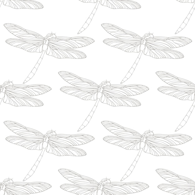 Vector seamless pattern with dragonflies