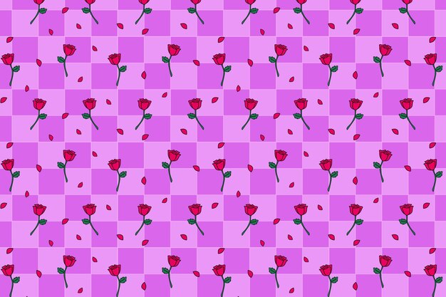 Seamless pattern with drawing of small red roses