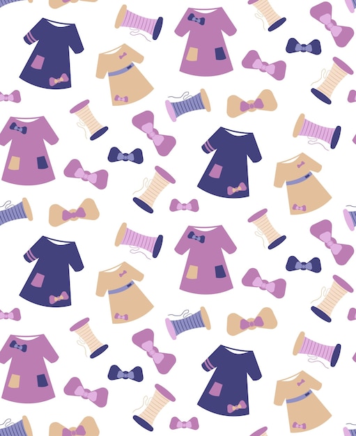 Seamless pattern with dresses in beautiful style Textile print or cover Vector illustration