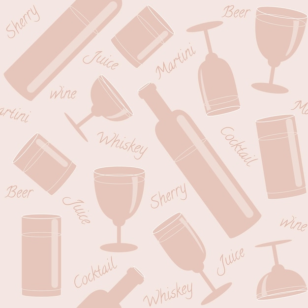 Seamless pattern with drinks and text