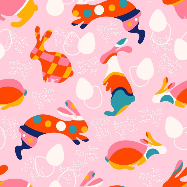 Seamless pattern with Easter bunny rabbits vector illustration