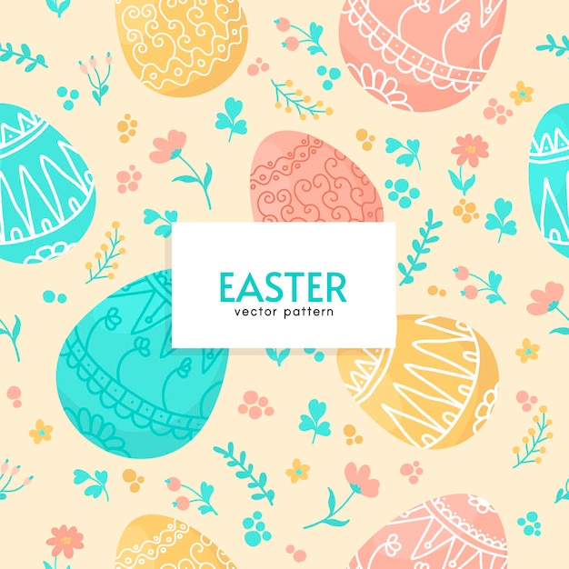 Seamless pattern with Easter eggs in pastel color.