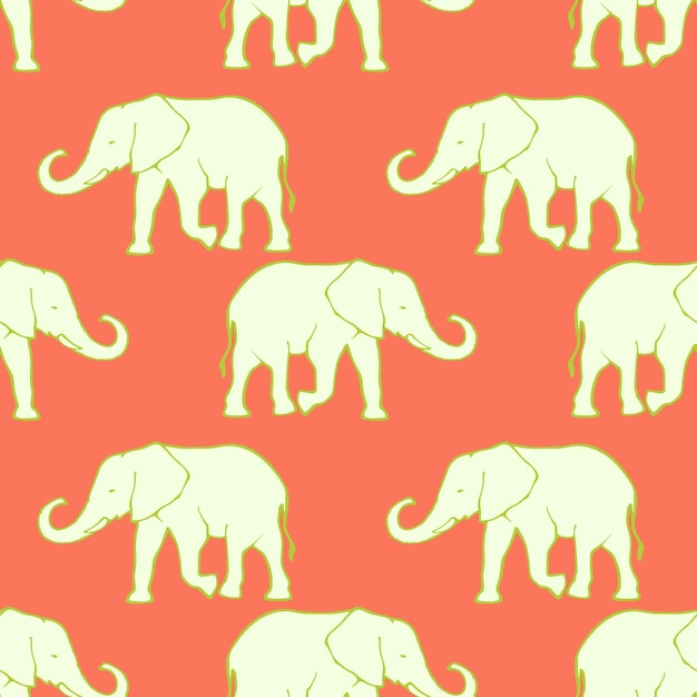 Vector seamless pattern with elephants