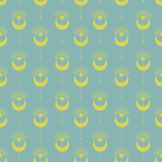 Seamless pattern with esoteric concept with mystical eyes