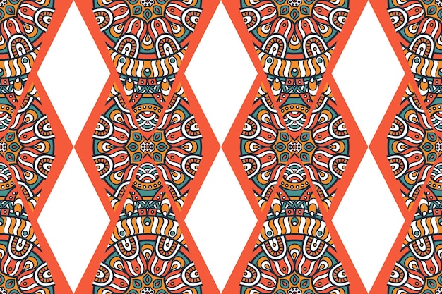 Seamless pattern with ethnic mandala ornament