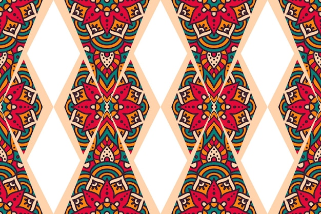 Seamless pattern with ethnic mandala ornament