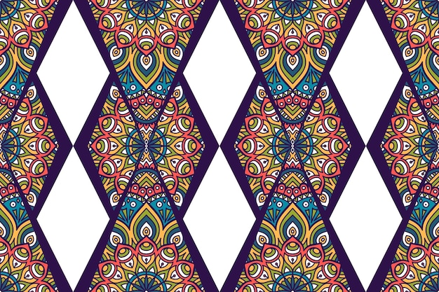 Seamless pattern with ethnic mandala ornament