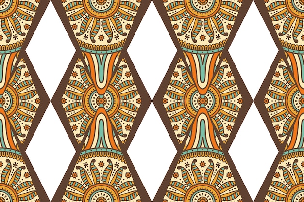 Seamless pattern with ethnic mandala ornament