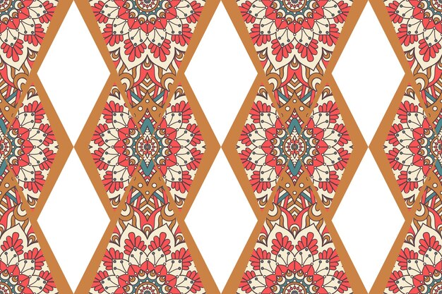 Seamless pattern with ethnic mandala ornament