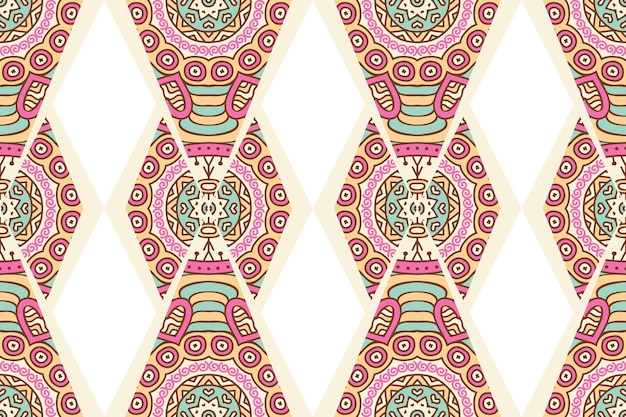 Seamless pattern with ethnic mandala ornament