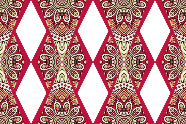 Seamless pattern with ethnic mandala ornament