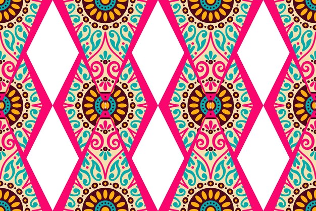 Seamless pattern with ethnic mandala ornament