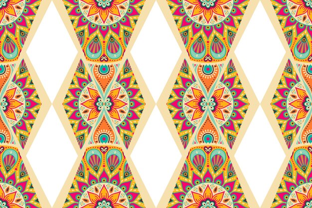 Seamless pattern with ethnic mandala ornament