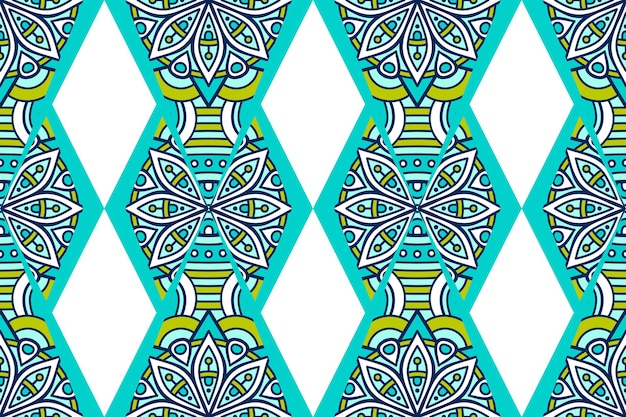 Seamless pattern with ethnic mandala ornament