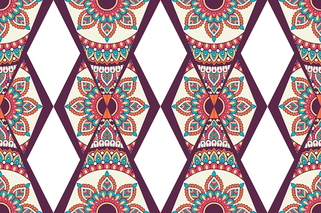 Seamless pattern with ethnic mandala ornament